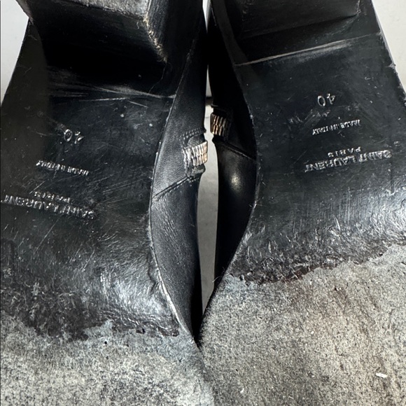 Saint Laurent Classic Black Leather Heeled Boots size 40 with box - Picture 12 of 15